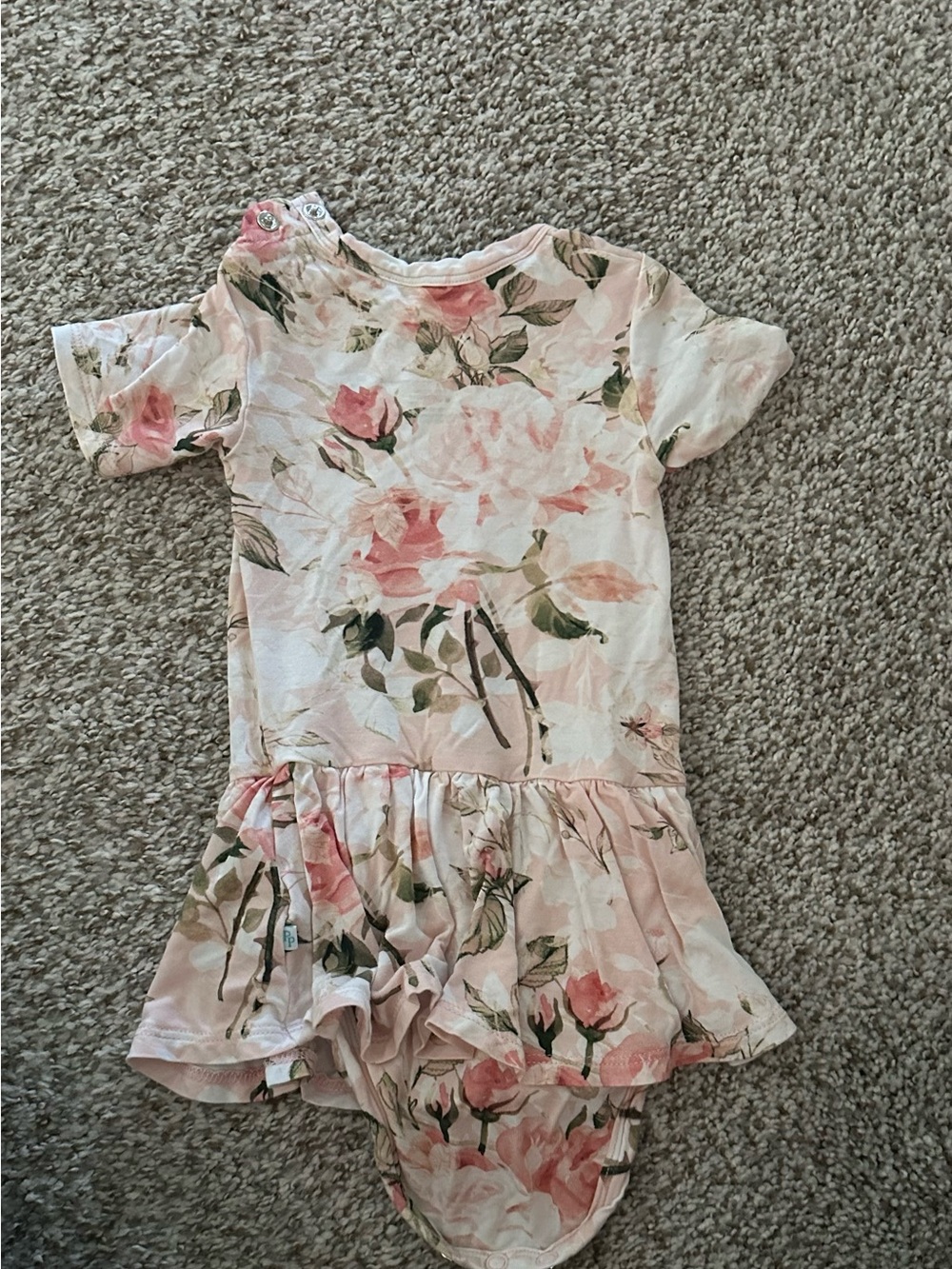 Posh Peanut Pink Floral Ruffle Onesie
